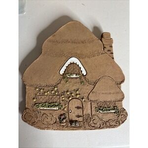 JUNE SEARS VINTAGE 1970s pottery Resin cottage Wall Hanging wall art 9.5 X8.5"